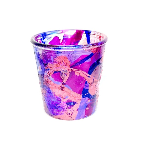 Marbled Colorful Votive Candle Holder Handmade - Picture 5 of 5